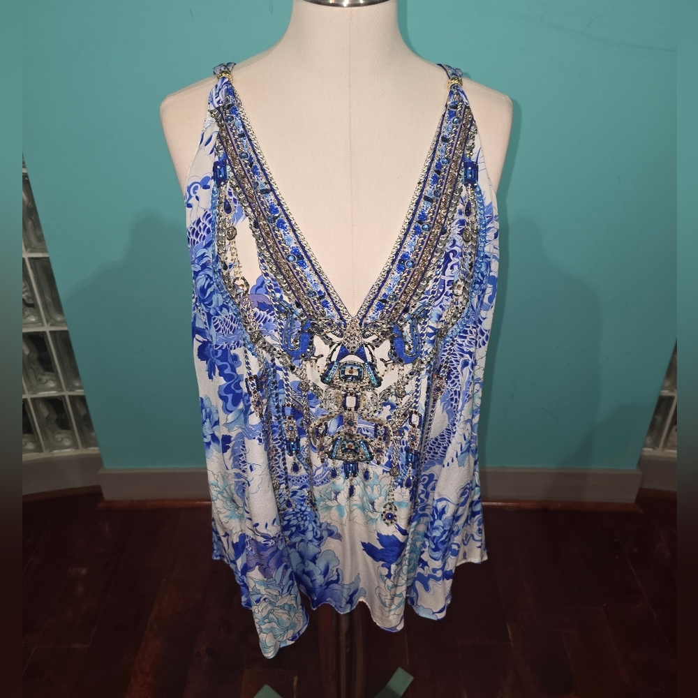 Camilla Embellished Tank Top with strap bead detail Heart of a dragon Small